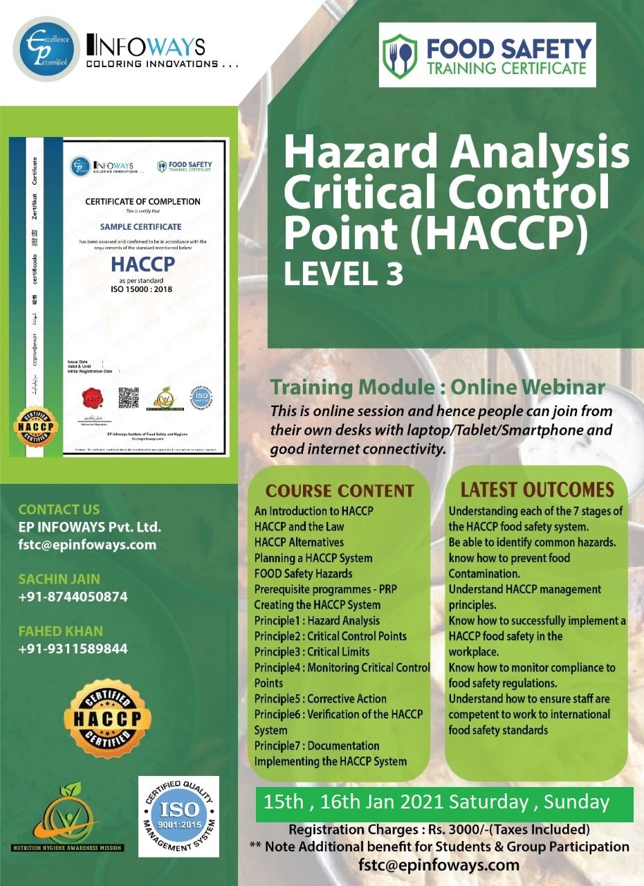 HACCP Level 3 Food Safety Training Program